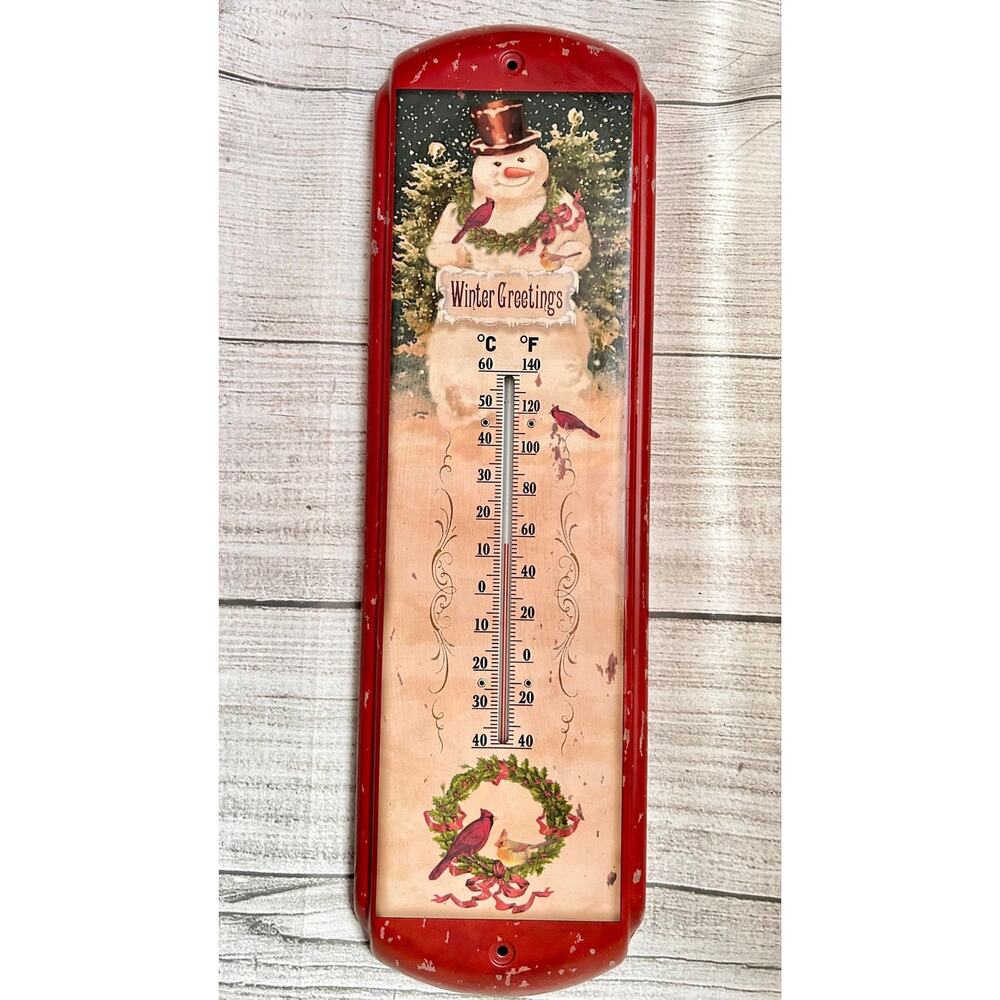Winter Greetings Tin Thermometer